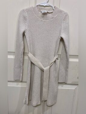 Abercrombie Girls Tan Ribbed Knit Long Sleeve 7/8 Sweater Dress.            3744